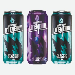 Энергетический напиток Lit Energy classic, черничный 0,45 л