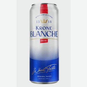 Напиток пивной Krone Blanche Biere (Крон Бланш Бьер) 4,5% 0,45л ж/б