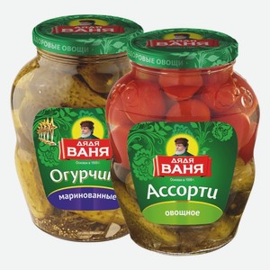 Ассорти овощное маринованное, огурцы маринованные Дядя Ваня 1800 г