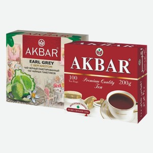 Чай Акбар черный Граф Грей с ароматом бергамота, Премиум 100 пакетиков