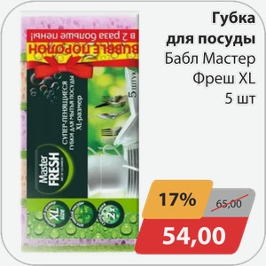 Губка для посуды Бабл Мастер Фреш XL 5 шт
