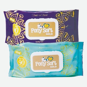 Салфетки влажные ассорти Pony soft Gold 90 шт