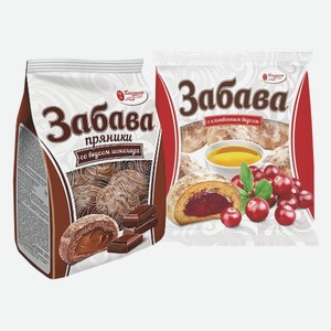 Пряники Забава со вкусом клюквы, К чаю со вкусом шоколада Пензенская КФ 300 г