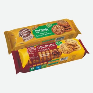 Печенье Овсяное Злаковое ассорти, С кусочками шоколада Хлебный Спас 250 г