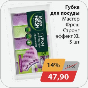 Губка для посуды Мастер Фреш Стронг эффект XL 5 шт