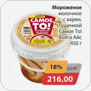 Мороженое молочное с вареной сгущенкой Самое То! Волга Айс 450 г