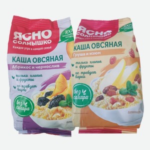Каша овсяная с абрикосом и черносливом, с грушей и изюмом Ясно Солнышко 300 г
