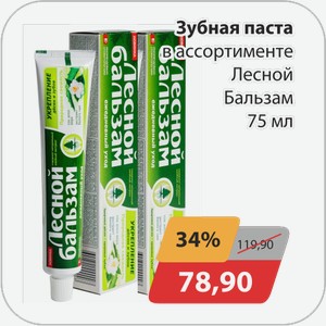 Зубная паста в асортименте Лесной Бальзам 75 мл