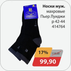 Носки мужские махровые Пьер Луиджи р.42-44 414764