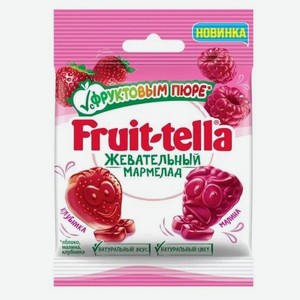 Мармелад жевательный Фрутелла 36гр с фруктовым пюре малина и клубника