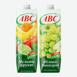 Нектар ABC Мультифруктовый/Яблоко/Яблочно-виноградный 1л