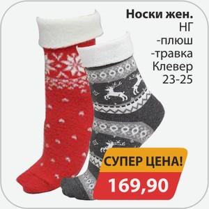 Носки женские НГ, -плюш, -травка Клевер 23-25