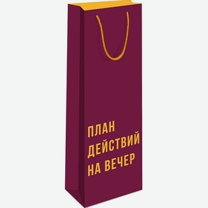 Подарочная упаковка Пакет на 1 бутылку вина,  План Действий на Вечер ,