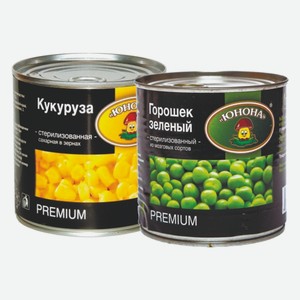 Горошек зеленый, кукуруза сладкая Юнона 420 г