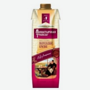 Вино красное полусладкое  Monastyrskaya trapeza , 10%, 1л Россия