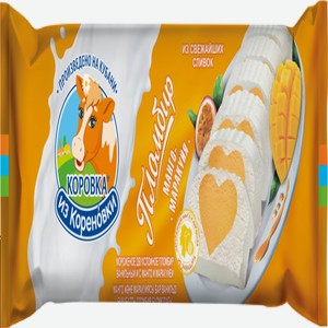 Мороженое  Коровка из Кореновки  промбир двухслойное с манго и маракуйей 15%, полено 400 гр 400 г