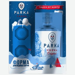 Водка Parka 0,7 л в подарочной упаковке + форма для стопок