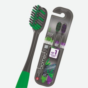 Зубная щетка Biomed Black средней жесткости набор 2 шт