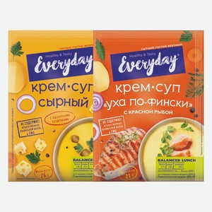 Крем-суп Everyday Уха по-фински с красной рыбой, Сырный с сухариками 21 г