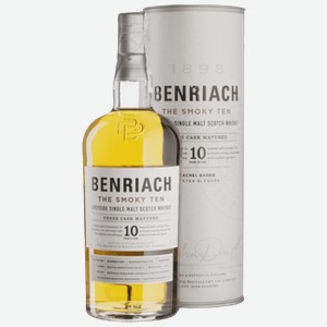Виски Benriach The Smoky Ten 10 лет 0,7 л в подарочной упаковке туба