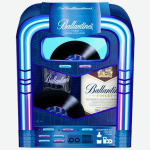 Виски Ballantine s Finest 0,7 л в подарочной упаковке + стакан + 2 костера