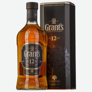 Виски Grant`s Aged 12 лет 0,75 л в подарочной упаковке