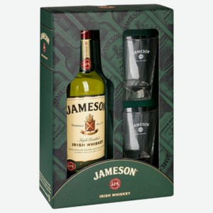 Виски Jameson 0,7 л в подарочной упаковке + 2 стакана