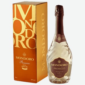 Вино игристое Mondoro Prosecco белое сухое 0,75 л в подарочной упаковке