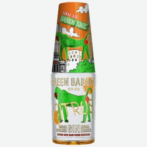 Джин Green Baboon Citrus 0,7 л в подарочной упаковке + стакан