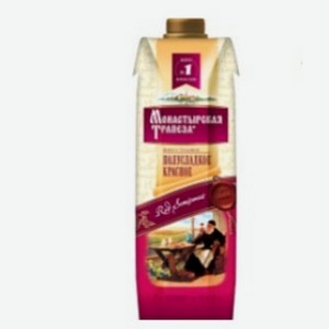 Вино красная полусладкое  Монастырская трапеза , 10%, 1л Россия