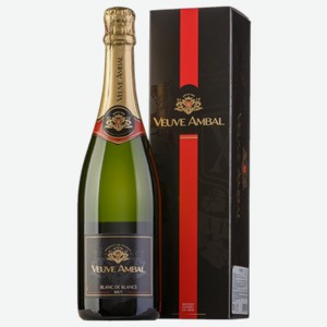 Вино игристое Veuve Ambal Blanc de Blanc белое брют 0,75 л в подарочной упаковке