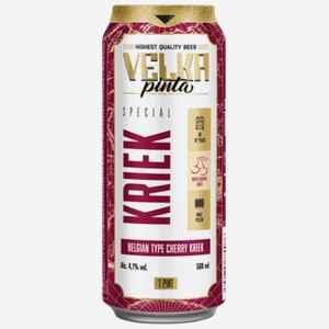 Пивной напиток Velka Pinta Kriek светлое 0,568 л ж/б