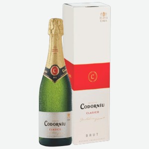 Вино игристое Codorniu Clasico Brut Cava белое брют 0,75 л в подарочной упаковке