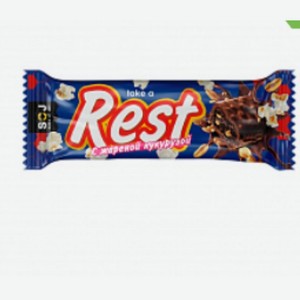 Батончик REST с арахисом, изюмом и кукурузой в мол. шок. 38г Россия