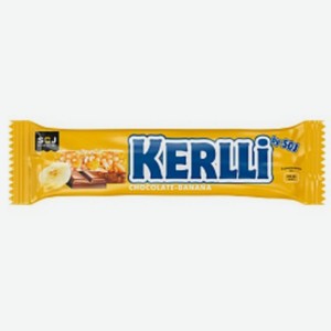 Батончик KERLLI злаковый с бананом в мол. шок. 50г Россия