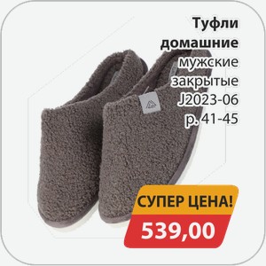 Туфли домашние мужские закрытые J2023-06 р.41-45
