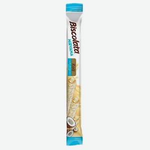 ВАФЕЛЬНАЯ ТРУБОЧКА BISCOLATA ROLL С БЕЛЫМ ШОКОЛАДОМ МОЛОЧНОЙ НАЧИНКОЙ И КОКОСОМ, Турция, 26 г