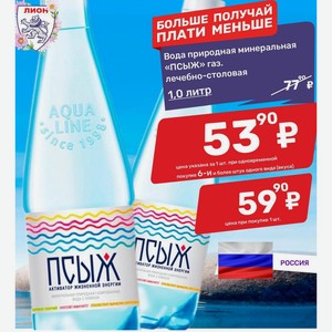 Вода природная минеральная «ПСЫЖ» газ. лечебно-столовая 1,0 литр