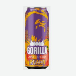Напиток б/а тониз. газ.  GORILLA  PEACH APRICOT ж/б 0,45 л М Россия
