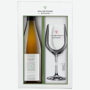 Вино Golubitskoe Estate Chardonnay белое сухое 0,75 л, в наборе Riedel