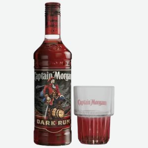 Ром Captain Morgan Dark 0,7 л + стакан хайбол