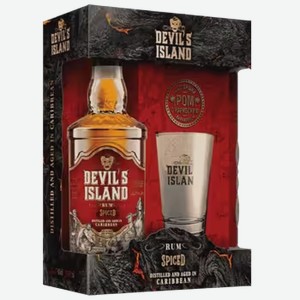 Ром Devil’s Island Spiced 0.7 л в подарочной упаковке + бокал