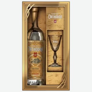 Водка Orthodox Old Gold 1 л в подарочной упаковке + лафитник