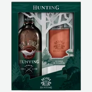 Ликер Beluga Hunting Травяной 0,7 л в подарочной упаковке + фляга