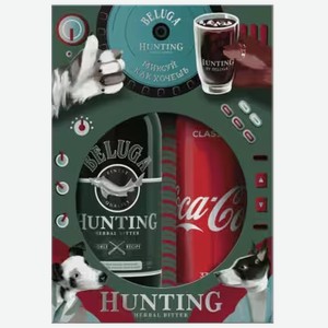 Ликер Beluga Hunting Herbal Bitter 0,5 л в подарочной упаковке + банка Coca Cola