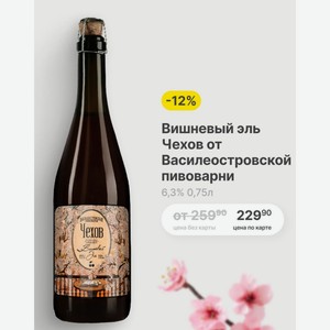Вишневый эль Чехов от Василеостровской пивоварни 6,3% 0,75л