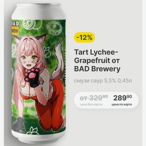Tart Lychee- Grapefruit от BAD Brewery смузи саур 5,5% 0,45л
