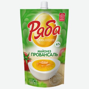Майонез РЯБА, Провансаль, 67%, 400г