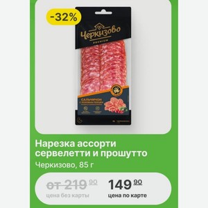 Нарезка ассорти сервелетти и прошутто Черкизово, 85 г