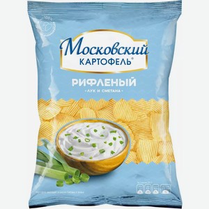 Чипсы Московский Картофель Рифленные Со Вкусом Лука И Сметаны 150Г